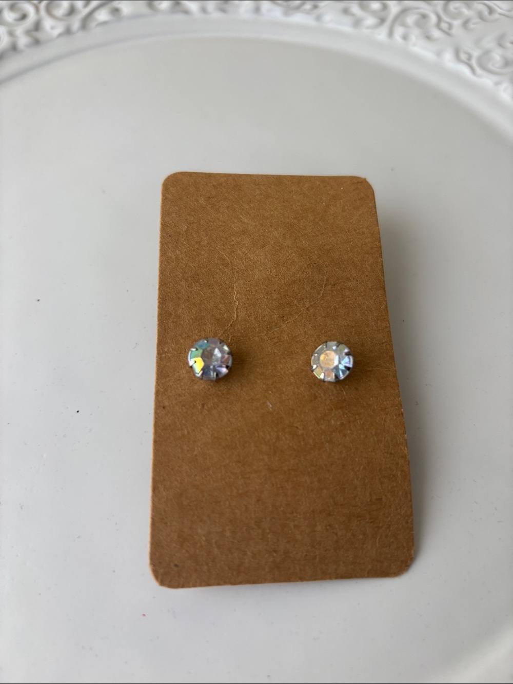Aurora Crystal Stud Earrings - Iridescent Clear